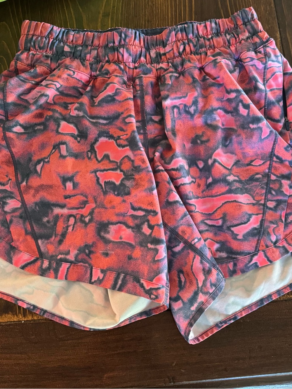 lululemon athletica Pink and Black Marbled Athletic Shorts